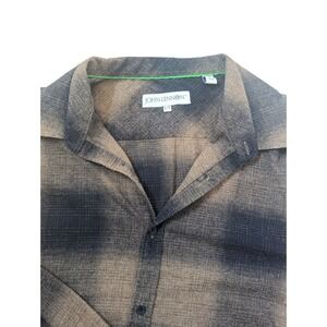 John Lennon Plaid Button Up Shirt Men XL Brown Cotton Long Sleeve‎